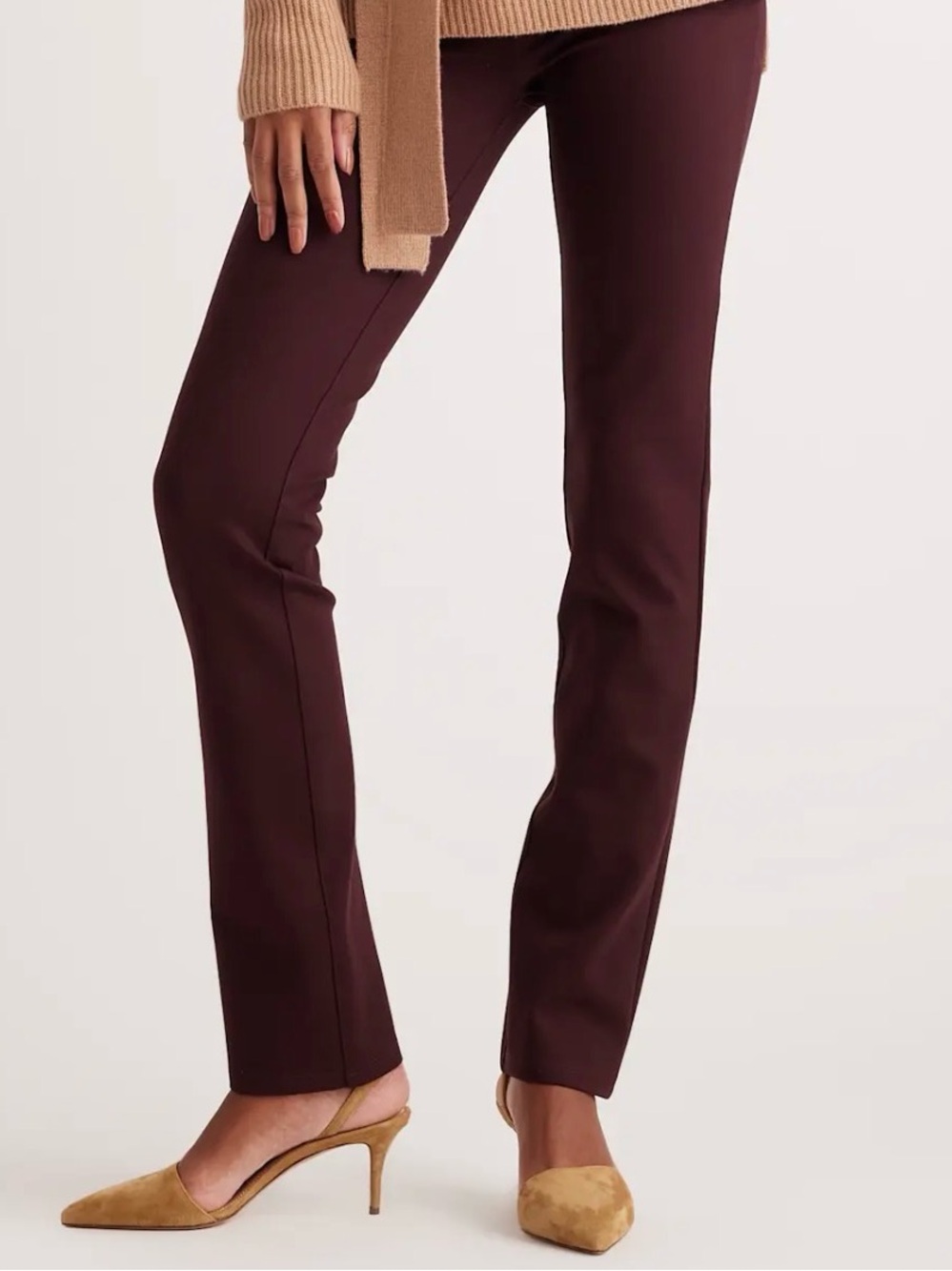 Quince Slim Straight Pants in Burgundy